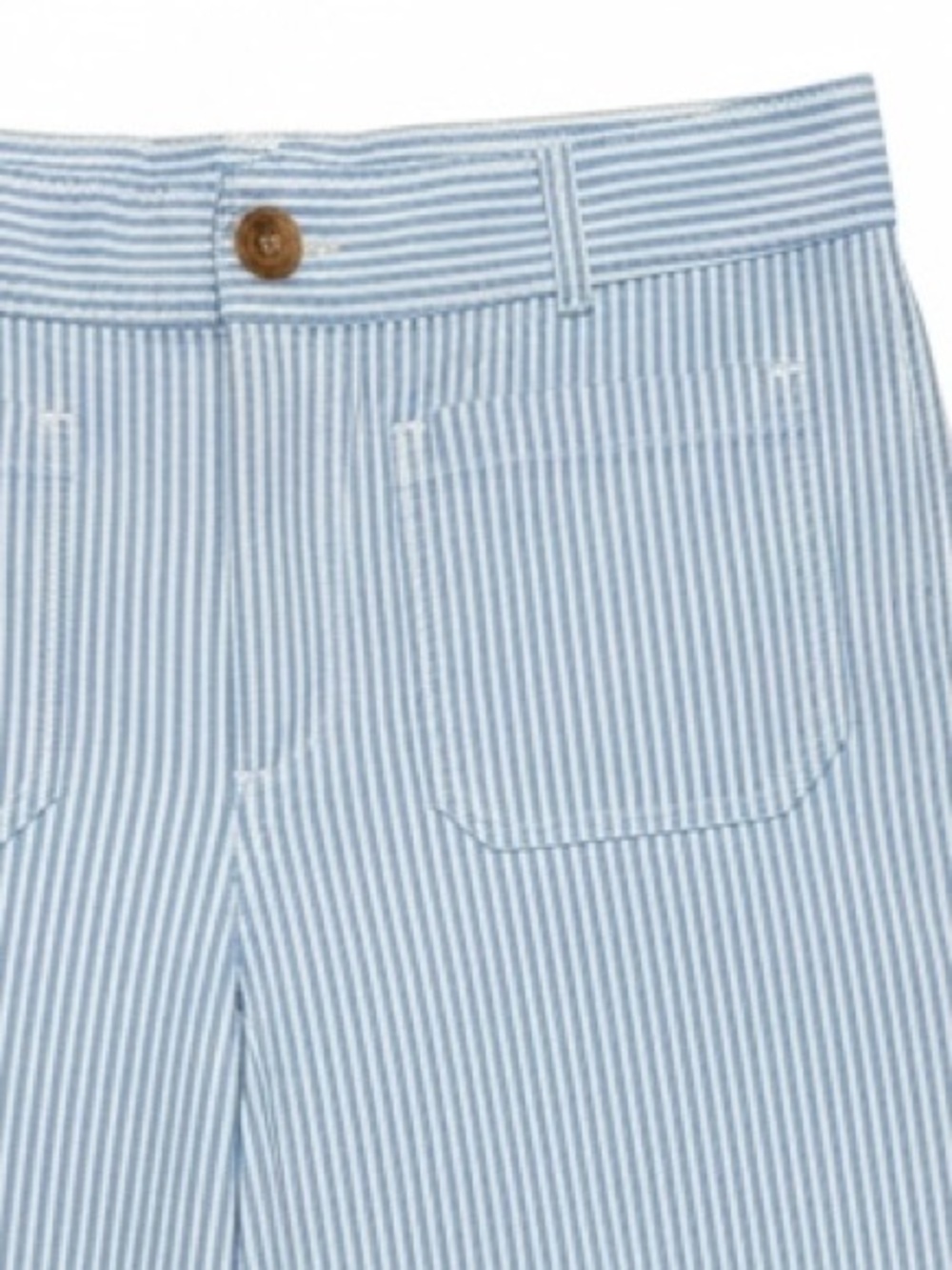 LOFT Size 8P Blue/White Stripe Palmer Wide Leg Crop Pants Cotton-Spandex - Picture 3 of 9